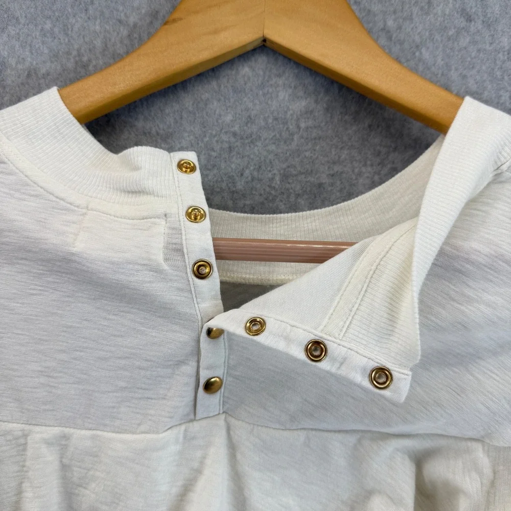 Nation LTD Ivory Cream Ruffle Top Long‎ Sleeve Button Back Blouse Size Large